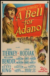 5x0772 BELL FOR ADANO 1sh 1945 pretty Gene Tierney & WWII soldier John Hodiak, John Hersey!