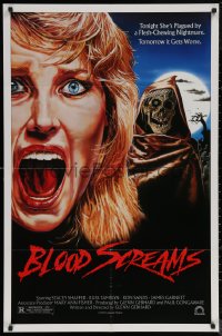 5x0800 BLOOD SCREAMS 1sh 1988 Stacey Shaffer, Russ Tamblyn, art of screaming woman & ghoul!