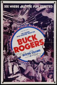 5x0819 BUCK ROGERS 1sh R1966 Buster Crabbe sci-fi serial, see where all the fun started!
