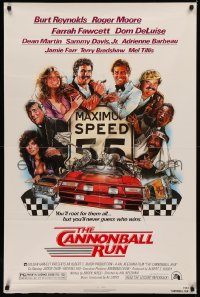 5x0831 CANNONBALL RUN 1sh 1981 Burt Reynolds, Farrah Fawcett, Drew Struzan car racing art!