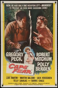 5x0832 CAPE FEAR 1sh 1962 Gregory Peck, Robert Mitchum as Max Cady, Polly Bergen, classic film noir!