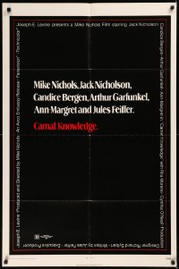 5x0835 CARNAL KNOWLEDGE 1sh 1971 Jack Nicholson, Candice Bergen, Art Garfunkel, Ann-Margret!