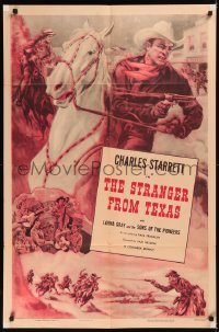 5x0840 CHARLES STARRETT stock 1sh 1953 Cravath art of Starrett on horseback, The Stranger from Texas