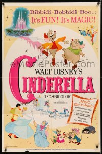 5x0847 CINDERELLA 1sh R1965 Walt Disney classic romantic musical cartoon, great poster images!