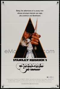 5x0858 CLOCKWORK ORANGE 1sh 1972 Stanley Kubrick classic, Castle art of Malcolm McDowell, R-rated!