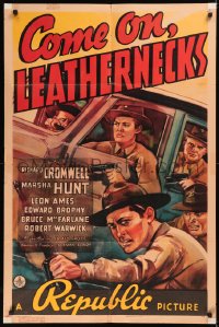 5x0866 COME ON LEATHERNECKS 1sh 1938 art of Richard Cromwell & other U.S. Marines charging!