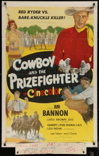 5x0878 COWBOY & THE PRIZEFIGHTER 1sh 1950 cowboy western star Jim Bannon as Red Ryder!