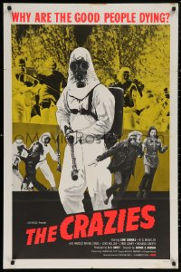 5x0879 CRAZIES 1sh 1973 George Romero, creepy hooded man in gas mask, why are good people dying?