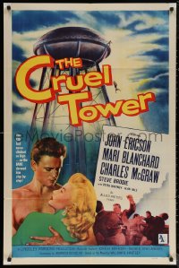5x0890 CRUEL TOWER 1sh 1956 the higher they climb, the closer they get to terror!