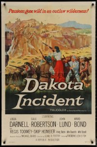 5x0896 DAKOTA INCIDENT 1sh 1956 Linda Darnell, passions gone wild in an outlaw wilderness!