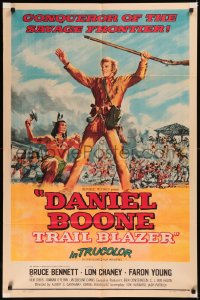 5x0897 DANIEL BOONE TRAIL BLAZER 1sh 1956 art of Bruce Bennett, conqueror of the savage frontier!