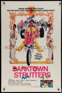 5x0899 DARKTOWN STRUTTERS 1sh 1976 super sisters on cycles, better move your butt when they strut!