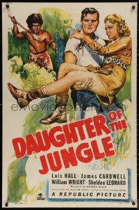 5x0901 DAUGHTER OF THE JUNGLE 1sh 1949 art of Lois Hall carried in Africa + fake native with spear!