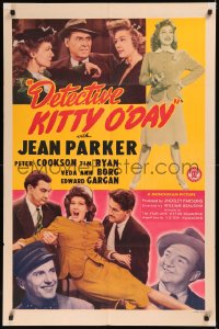 5x0914 DETECTIVE KITTY O'DAY 1sh 1944 great images of female sleuth Jean Parker, Peter Cookson!
