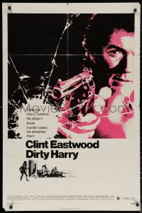 5x0917 DIRTY HARRY 1sh 1971 art of Clint Eastwood pointing his .44 magnum, Don Siegel crime classic!