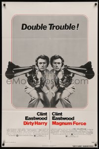 5x0918 DIRTY HARRY/MAGNUM FORCE 1sh 1975 cool mirror image of Clint Eastwood, double trouble!