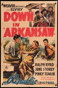5x0927 DOWN IN ARKANSAW 1sh 1938 Weavers, Ralph Byrd, & June Storey are hillbillies in Arkansas!