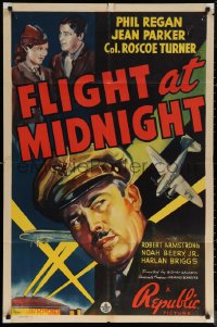 5x0993 FLIGHT AT MIDNIGHT 1sh 1939 cool close up art of pilot Phil Regan with airplanes behind him!