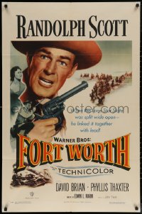 5x1001 FORT WORTH 1sh 1951 Randolph Scott in Texas, the Lone Star State was split wide open!
