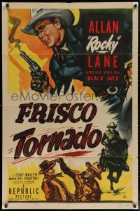 5x1010 FRISCO TORNADO 1sh 1950 cool art of cowboy Allan Rocky Lane and his stallion Black Jack!