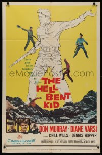 5x1012 FROM HELL TO TEXAS 1sh 1958 cool full-length art of Don Murray w/rifle, Diane Varsi, Man Hunt
