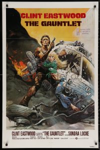 5x1021 GAUNTLET int'l 1sh 1977 great art of Clint Eastwood & Sondra Locke by Frank Frazetta!