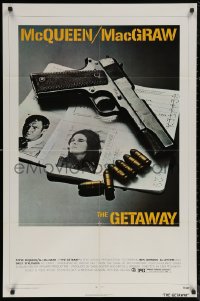 5x1024 GETAWAY 1sh 1972 Steve McQueen, McGraw, Sam Peckinpah, cool gun & passports image!
