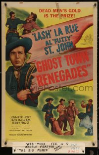 5x1027 GHOST TOWN RENEGADES 1sh 1947 cowboy Lash La Rue, Fuzzy St. John, Jennifer Holt!