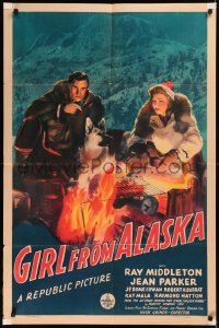 5x1032 GIRL FROM ALASKA 1sh 1942 cool artwork of Ray Middleton & Jean Parker in arctic wilderness!