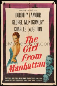 5x1034 GIRL FROM MANHATTAN 1sh 1948 George Montgomery, art of sexy Dorothy Lamour!
