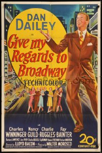 5x1041 GIVE MY REGARDS TO BROADWAY 1sh 1948 art of Dan Dailey singing & dancing in New York!