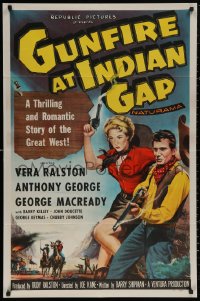 5x1059 GUNFIRE AT INDIAN GAP 1sh 1957 sexy cowgirl Vera Ralston & Anthony George with smoking guns!