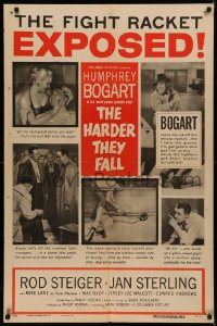 5x1070 HARDER THEY FALL style B 1sh 1956 Humphrey Bogart, boxing, the fight racket EXPOSED!