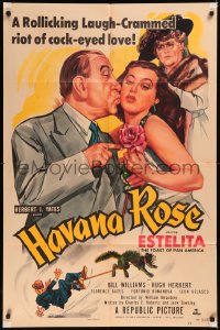 5x1072 HAVANA ROSE 1sh 1951 sexy Cuban Estelita Rodriguez, Bill Williams, Florence Bates!
