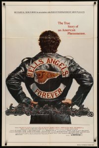 5x1079 HELLS ANGELS FOREVER 1sh 1983 cool art of biker gang on motorcycles by Charles Lilly!