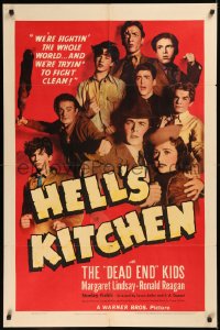 5x1077 HELL'S KITCHEN 1sh 1939 Ronald Reagan & Margaret Lindsay try to tame The Dead End Kids!