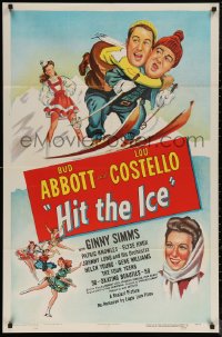 5x1087 HIT THE ICE 1sh R1949 art of Ginny Simms w/Bud Abbott & Lou Costello on skis, very rare!