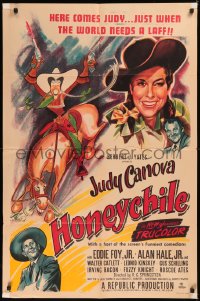 5x1093 HONEYCHILE 1sh 1951 wonderful artwork of cowgirl Judy Canova on horse by Al Hirschfeld!