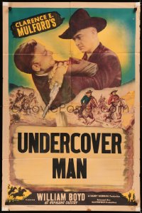 5x1098 HOPALONG CASSIDY style B 1sh 1948 Boyd w/gun & art of him riding horse, Undercover Man!