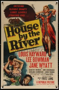 5x1105 HOUSE BY THE RIVER 1sh 1950 Fritz Lang, enticing blonde beauty lures lover's straying eyes!