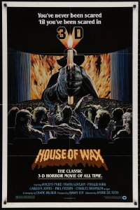5x1108 HOUSE OF WAX 1sh R1981 3-D, great artwork of Vincent Price with candle over audience!