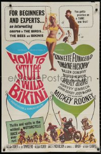 5x1111 HOW TO STUFF A WILD BIKINI 1sh 1965 Annette Funicello, Buster Keaton, motorcycle & bikini art