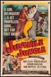 5x1149 JUVENILE JUNGLE 1sh 1958 a girl delinquent & a jet propelled gang out for fast kicks!