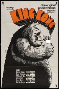 5x1154 KING KONG /GREAT CHASE 1sh 1968 action double-bill, wacky Lee Reedy art of giant ape w/topless woman!