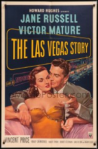 5x1168 LAS VEGAS STORY 1sh 1952 art of Mature & sexy Jane Russell in Sin City, Howard Hughes!