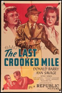 5x1169 LAST CROOKED MILE 1sh 1946 art of detective Red Barry, sexy Ann Savage & Adele Mara!