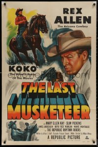 5x1172 LAST MUSKETEER 1sh 1952 art of Arizona Cowboy Rex Allen & Koko, Miracle Horse of the Movies!