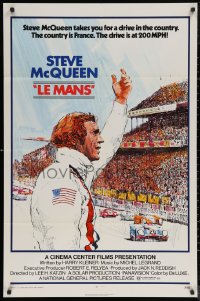 5x1178 LE MANS 1sh 1971 Tom Jung artwork of race car driver Steve McQueen waving at fans!