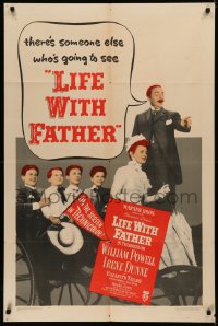 5x1184 LIFE WITH FATHER Des. 1 style 1sh 1947 cool art of William Powell & Irene Dunne!