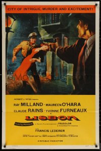 5x1186 LISBON 1sh 1956 Ray Milland & Maureen O'Hara in the city of intrigue & murder!